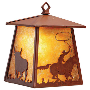 7.5 Wide Cowboy & Steer Hanging Wall Sconce