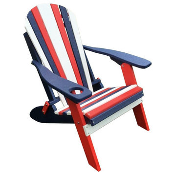 Folding Adirondack Chair, Cup Holder, Patriotic, Smart Phone Holder