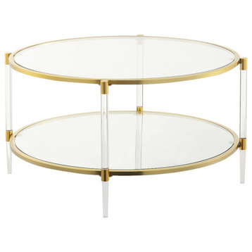Royal Crest Acrylic Glass Coffee Table, Clear/Gold