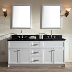 73 inch Transitional Double Sink Bathroom Vanity Black Granite Top - Bathroom Vanities And Sink Consoles