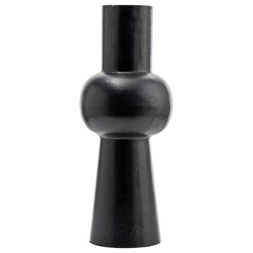 Metal, 15"H, Mid Ellipsoid Vase, Black