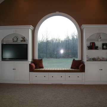 Upper level living room entertainment/display wall