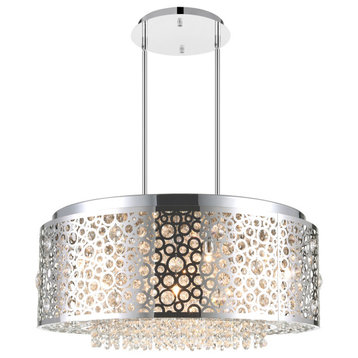 Bubbles 9 Light Drum Shade Chandelier With Chrome Finish