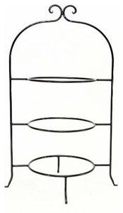 Handmade Wrought Iron Triple Tier Plate Rack, 22"x8"