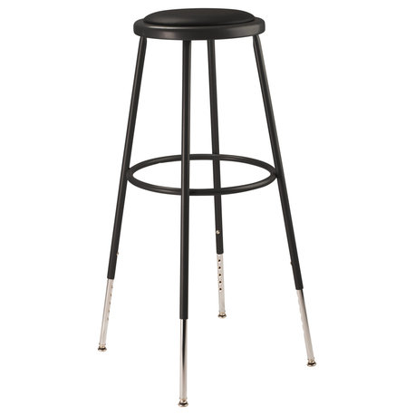 NPS 6400 Series 32-39" Vinyl Padded Steel Metal Heavy Duty Stool in Black