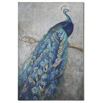 Uttermost - Uttermost Proud Papa Hand Painted Art - Refined Elegance Meets Eye-catching Vibrancy With This Hand Painted Peacock. Stunning Shades Of Turquoise, Green, And Yellow Are Painted On Burlap Then Applied To Hardboard. This Piece Features Light Texture Detailing. Due To The Handcrafted Nature Of This Artwork, Each Piece May Have Subtle Differences.
