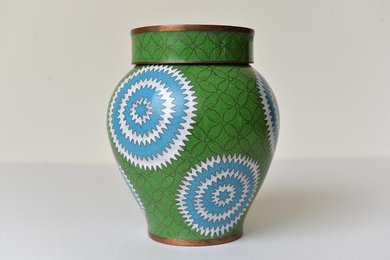 Cloisonne Green and blue jar