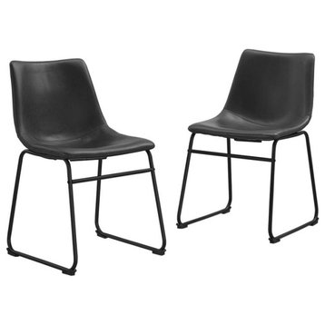 Faux Leather Dining Chairs in Black - Set of 2