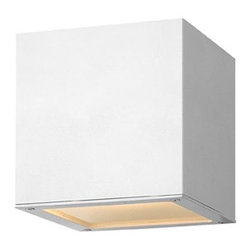 Hinkley - Kube Satin White One-Light Mini Outdoor Wall Light - Outdoor Wall Lights And Sconces