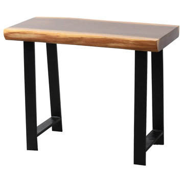 Natural Wood Side Table End Table Bench, Natural-H1, 31x14x26