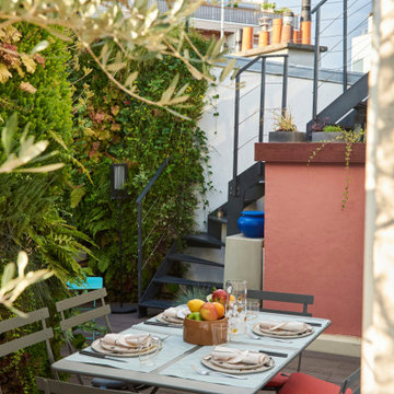 Aménagement d'une terrasse dans l'esprit terracotta