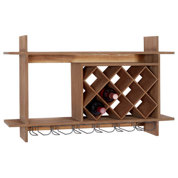 Farmhouse Brown Wood Wall Wine Rack 92190