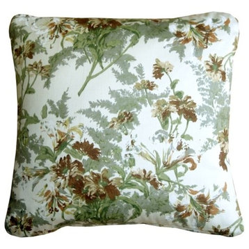 Pillow Decor, Brookside Garden Green Throw Pillow, 17"x17"