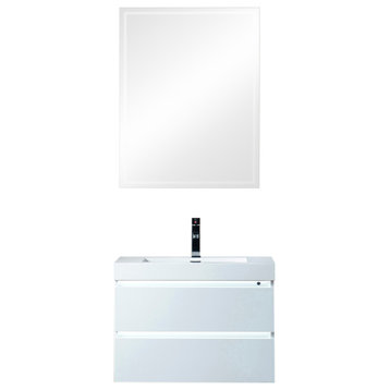 Vanity Art LED Lighted Wall-Hung Single-Sink Vanity With Resin Top, 30"