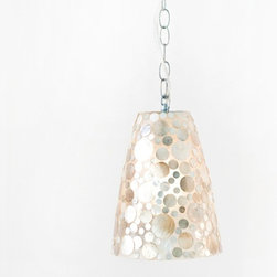 Worlds Away Capiz Shell Pendant - George   14&rdquo; h x 8.5&rdquo; dia Small inlaid capiz f - Pendant Lighting