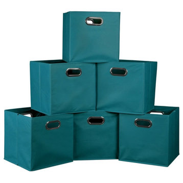 Cubo Set of 6 Foldable Fabric Storage Bins- Teal