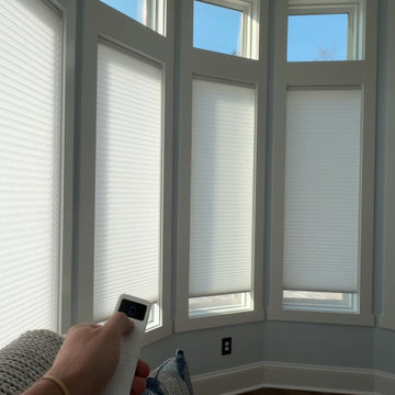 Motorized Cellular shades Lake Norman home in Mooresville NC