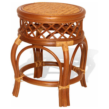 Ginger Handmade Rattan Wicker Stool, Colonial