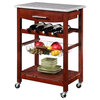 Granite Top Kitchen Cart with Wenge Base - 44037WENGE-01-KD-U