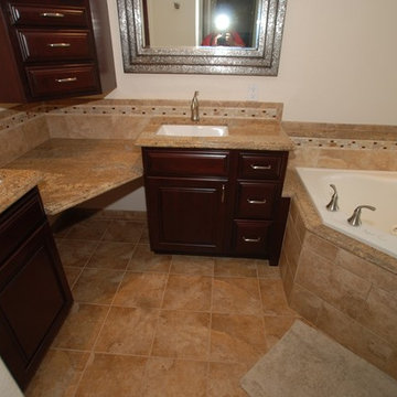 Corner tub & Shower Seat Master Bathroom Reconfiguration Yorba Linda