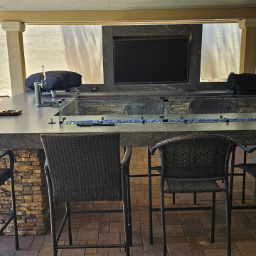 U-Shaupe Outdoor Kitchen & Lineal Fireplace Las Vegas NV Lone Mountain Area