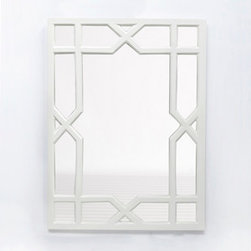 White Lacquer Trellis Mirror - Wall Mirrors