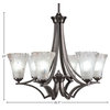 Zilo 6 Light Chandelier, Graphite, 5.5" Fluted Frosted Crystal Glass