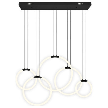 Hoops 5 Light LED Chandelier with Black finish
