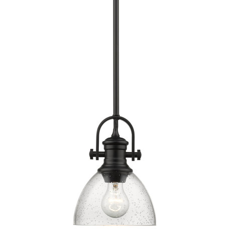 Golden Lighting 3118-M1L BLK-SD Hines Mini Pendant, Matte Black