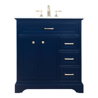 Elegant VF15032BL 32"Single Bathroom Vanity, Blue - Transitional ...