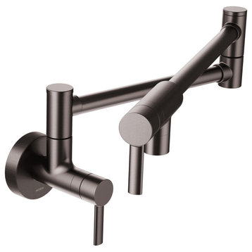 Moen S665 5.5 GPM Wall Mounted Double Handle Pot Filler - Black Stainless Steel