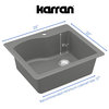 Karran Drop-In Quartz 25" 1-Hole Single Bowl Kitchen Sink, Grey