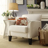 Ava Contemporary Accent Chair, Off-White Linen