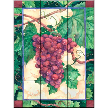 Tile Mural, Red Grapes by Paul Brent