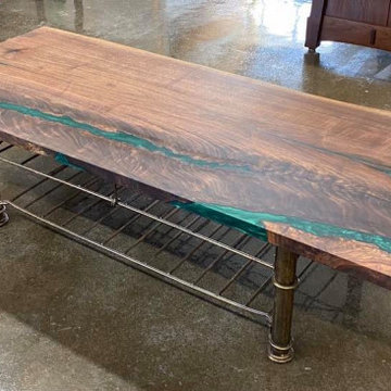 Walnut Green Epoxy Table