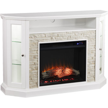 Redden Corner Convertible Electric Fireplace - White