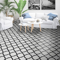 Moroccan Mosaic & Tile House - 8"x8" Lantern Handmade Cement Tile, White/Black, Set of 12 - Wall And Floor Tile