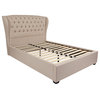 Barletta Tufted Upholstered Full Size Platform Bed, Beige Fabric