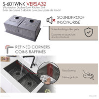 STYLISH 32 in Workstation Double Bowl Undermount Kitchen Sink with Accessories, Graphite