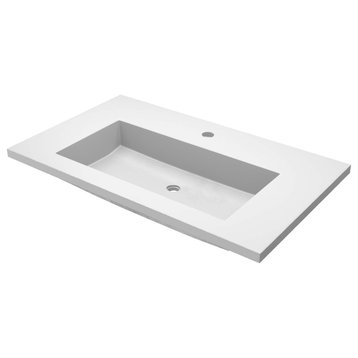 36" Capistrano Vanity Top with Integral Sink, Pearl, Single Faucet Hole