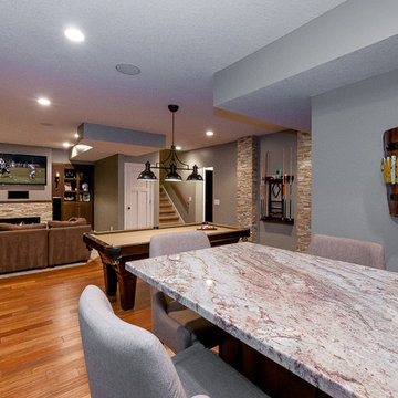 Basement Bar & Entertainment in Thorton Maple Saddle with pool table