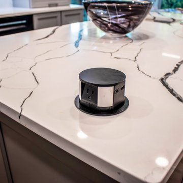 Custom Two Tone Gray Kosher Kitchen with Quartz Countertops