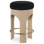 Meridian Furniture - Bocceli Upholstered Counter Stool, Black, Velvet, Stained Natural - Indulge in the allure of the Black Bocceli Counter Stool by Meridian Furniture. Its captivating design and luxurious Black elevate any space with effortless elegance. Crafted with precision and durability in mind, this stunning piece becomes the focal point of gatherings, fostering moments of connection and warmth. Embrace sophistication and style with the Bocceli Counter Stool, a testament to exquisite taste and timeless beauty.