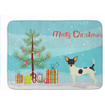 Toy Fox Terrier Christmas Tree Machine Washable Memory Foam Mat Doormats