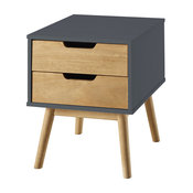 2-Drawer Nightstand, Anthracite