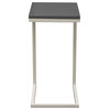 Sleek Metal Frame Accent Table With Gloss Top And Metal Frame, Gray