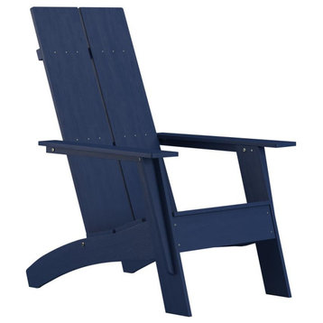 Sawyer Modern All-Weather Poly Resin Wood Adirondack Chair in Navy