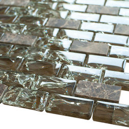 Brown Crackle Glass and Dark Emperador Stone Mosaic Tile - Home Accessories & Decor