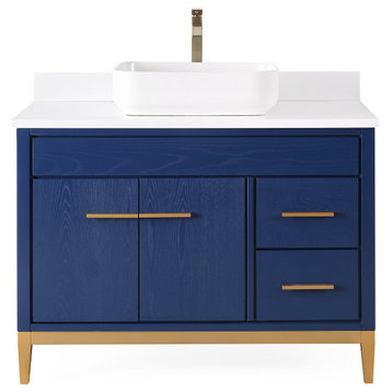 42" Tennant Brand Modern Style Blue Beatrice Vessel Sink Bathroom Vanity
