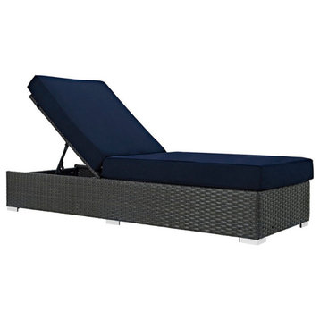 Modway Sojourn Outdoor Patio Sunbrella Chaise Lounge, Canvas Navy